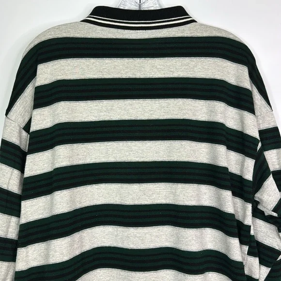 Vintage Nike Green Gray Black Striped Long Sleeve Polo Rugby Shirt XL 90s - Picture 5 of 10